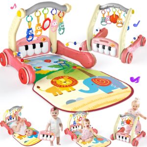 2 в 1 Multifunction Infant Activity Gym Adjustable Baby Walker Piano Fitness Play Mat Toy