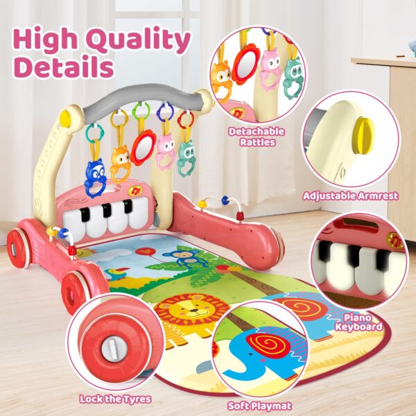 2 в 1 Multifunction Infant Activity Gym Adjustable Baby Walker Piano Fitness Play Mat Toy - Изображение 6