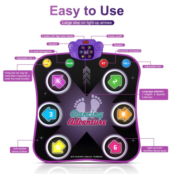 Button Wireless Bluetooth Musical Play Mats Dancing Challenge Play Mat Electronic Blanket Touch Dance Mat Toys - 图片 6