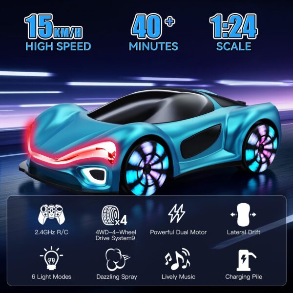 11 Channels New Energy Concept Remote Control Drift Car Station Unique Spray Cool RC Car 4x4 Electric Remote Control Car - 图片 5
