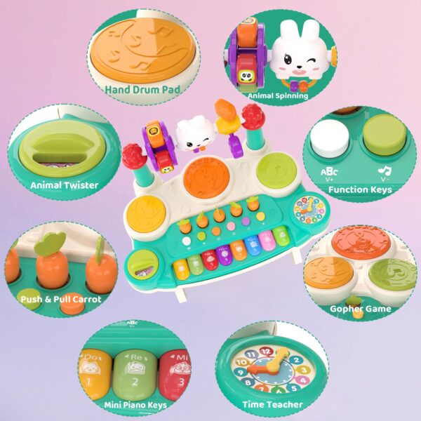 20-in-1 Musical Rabbit Piano Toy Early Education Instrument Plastic Animal Sound Electronic Piano Toy - Imagen 4