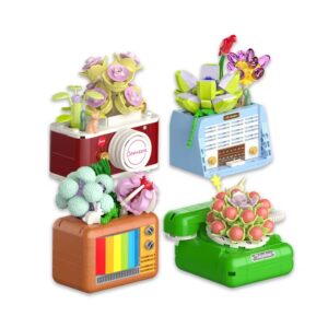 High Quality Creative Decorative Christmas Home Succulent Flower Phone Building Blocks Model Toys for Children