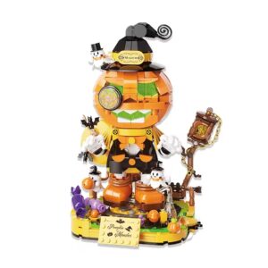 Fashion Series Halloween Pumpkin Head Building Block Set Plastic Halloween Gift for Kids Featuring Pumpkin Elves