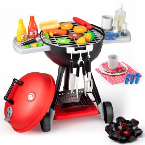 34 Pcs BBQ Play Grill Kitchen Toy Set Barbecue Cooking Play Set With Realistic Light Sound for Kid
