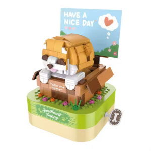 Wholesale DIY Construction Electronic Toy Rotating Mini Bricks Building Blocks Toy Pet Dog Music Box