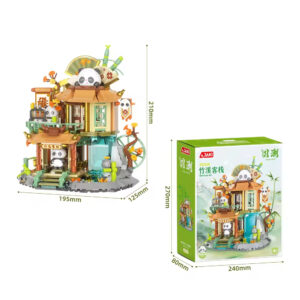 New Arrival Cute Chinese Style Building Block Set Panda Bamboo House Building Block Set for Kids