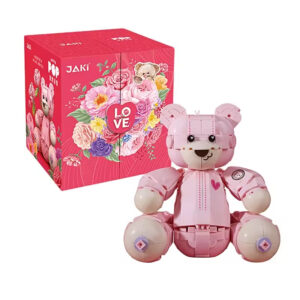 Cute Pink Bear With Rose Building Block Sets DIY Model Toy for Women on Valentine's Day Box Packed Construction Toy Girls