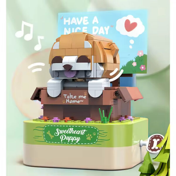 Wholesale DIY Construction Electronic Toy Rotating Mini Bricks Building Blocks Toy Pet Dog Music Box - Bild 6