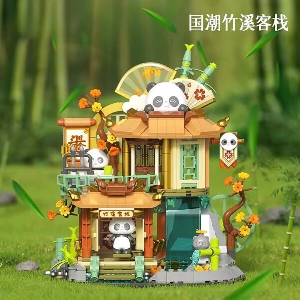 New Arrival Cute Chinese Style Building Block Set Panda Bamboo House Building Block Set for Kids - 画像 6
