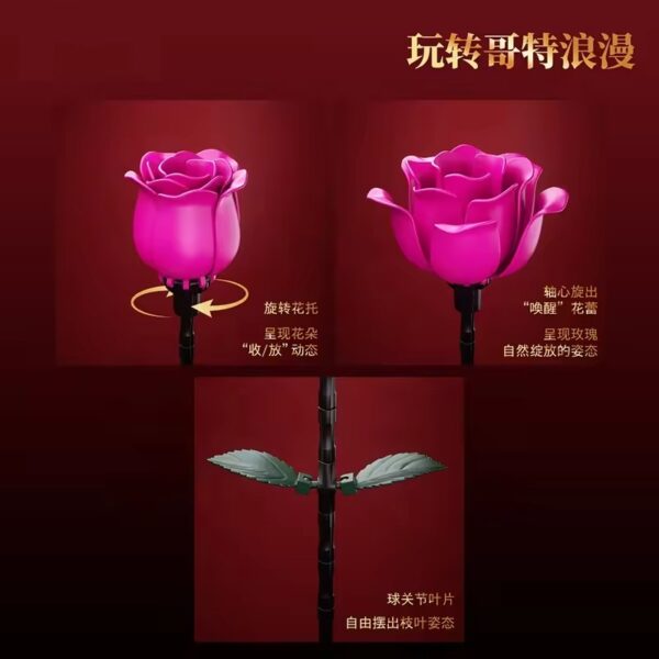 Hot Selling Beautiful Flower Building Block Home Decoration Rotating Bloom Flower Building Block Set - Imagem 6