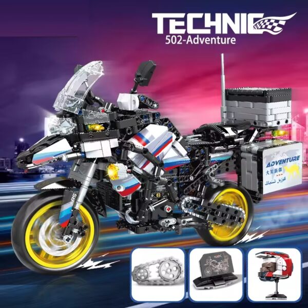 1424pcs 1/6 Scale Bricks Police Motor Technic Motorcycle Building Block Brick - Image 4