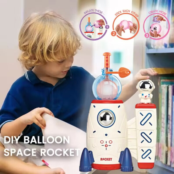 Creative Arts Crafts Diy Toys Space Rocket Magic Balloon Inflator for Kids Birthday Gift with Balloons Accessories - Imagen 5