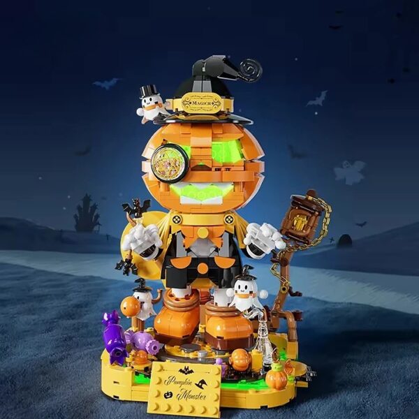 Fashion Series Halloween Pumpkin Head Building Block Set Plastic Halloween Gift for Kids Featuring Pumpkin Elves - 图片 6