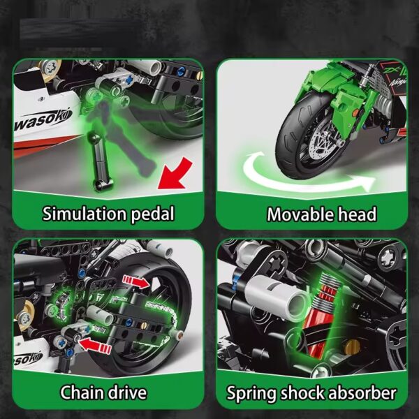 1/6 Scale Assemble Block Bloc Construction Echnic Motorcycle Toy Moto Kit Motorcycle Building Block - Bild 4