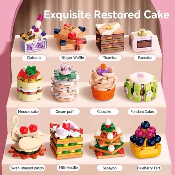 Food Series Afternoon Tea Cake Sweet Dessert Decorative Small Particle Building Block Brick Toy Sets for Children - 图片 6