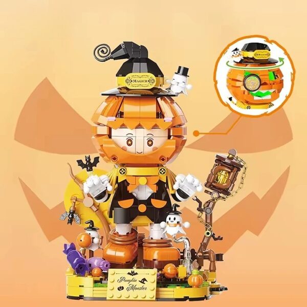 Fashion Series Halloween Pumpkin Head Building Block Set Plastic Halloween Gift for Kids Featuring Pumpkin Elves - 图片 5
