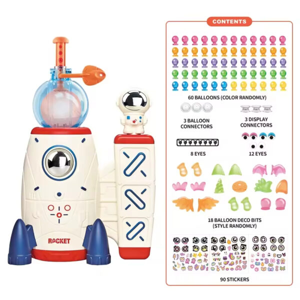 Creative Arts Crafts Diy Toys Space Rocket Magic Balloon Inflator for Kids Birthday Gift with Balloons Accessories - Imagen 3