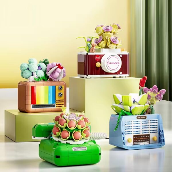 High Quality Creative Decorative Christmas Home Succulent Flower Phone Building Blocks Model Toys for Children - 画像 3