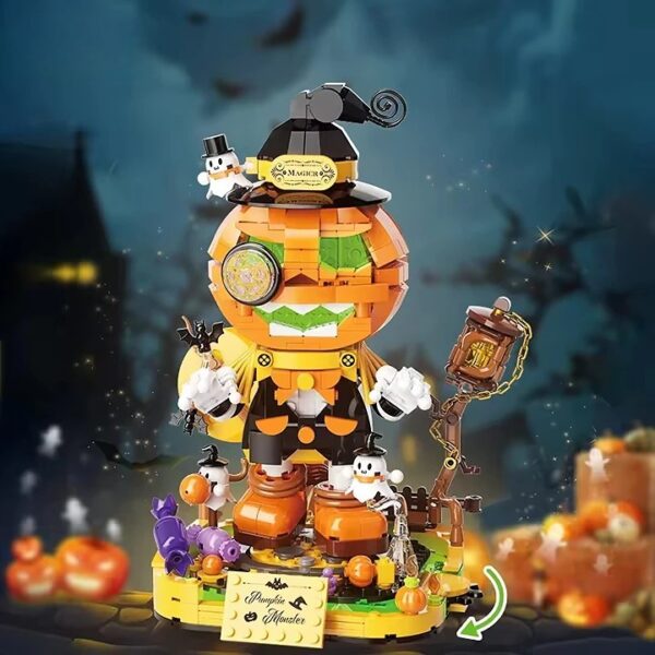 Fashion Series Halloween Pumpkin Head Building Block Set Plastic Halloween Gift for Kids Featuring Pumpkin Elves - 图片 4