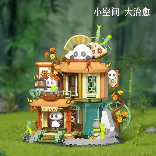 New Arrival Cute Chinese Style Building Block Set Panda Bamboo House Building Block Set for Kids - 画像 2