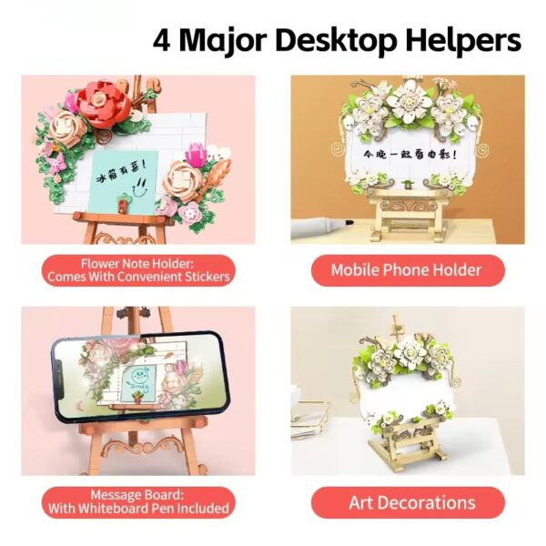Decoration Construction Educational DIY Desktop Table Artificial Flower Table Building Blocks Brick Toy Sets for Children - 图片 3