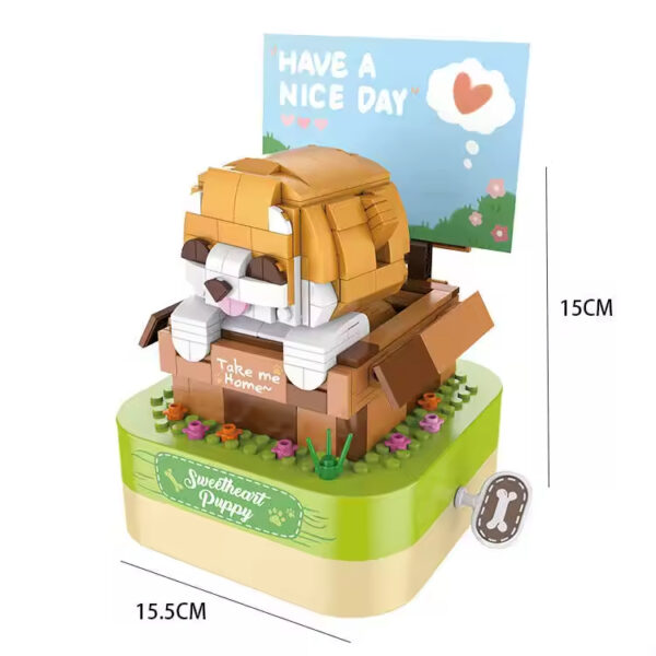 Wholesale DIY Construction Electronic Toy Rotating Mini Bricks Building Blocks Toy Pet Dog Music Box - Bild 2