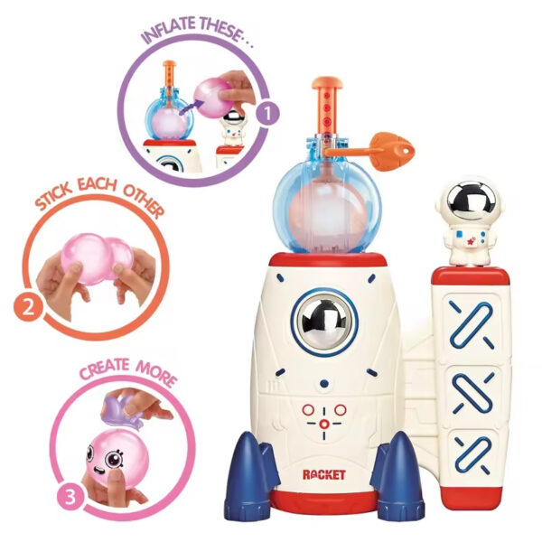 Creative Arts Crafts Diy Toys Space Rocket Magic Balloon Inflator for Kids Birthday Gift with Balloons Accessories - Imagen 2