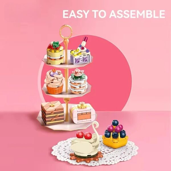 Food Series Afternoon Tea Cake Sweet Dessert Decorative Small Particle Building Block Brick Toy Sets for Children - 图片 4