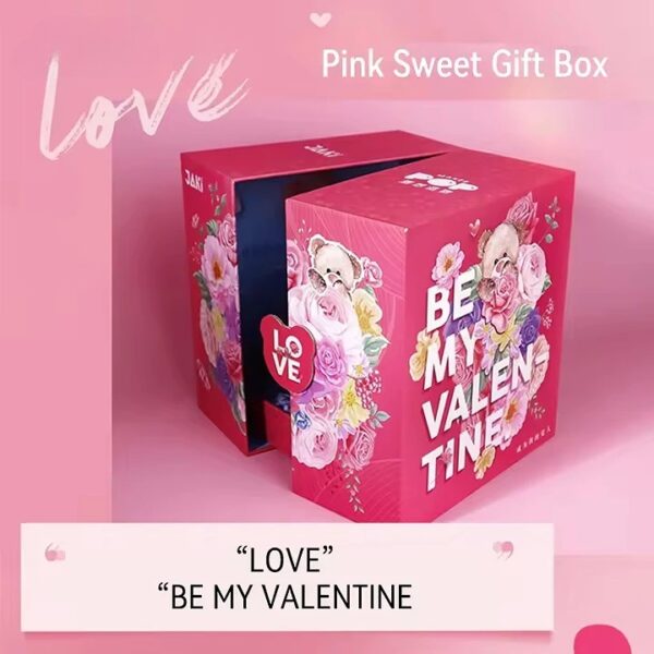 Cute Pink Bear With Rose Building Block Sets DIY Model Toy for Women on Valentine's Day Box Packed Construction Toy Girls - 画像 2