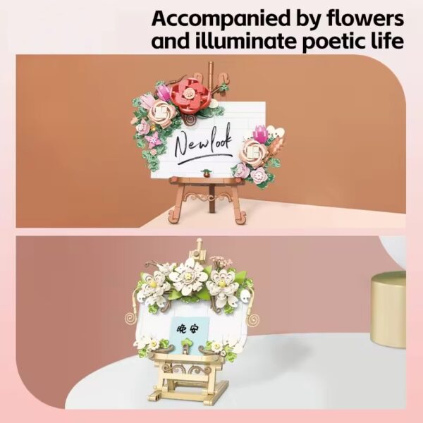 Decoration Construction Educational DIY Desktop Table Artificial Flower Table Building Blocks Brick Toy Sets for Children - 图片 2