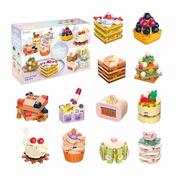 Food Series Afternoon Tea Cake Sweet Dessert Decorative Small Particle Building Block Brick Toy Sets for Children - 图片 3