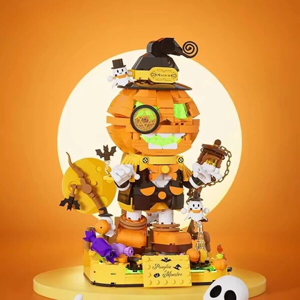 Fashion Series Halloween Pumpkin Head Building Block Set Plastic Halloween Gift for Kids Featuring Pumpkin Elves - 图片 2