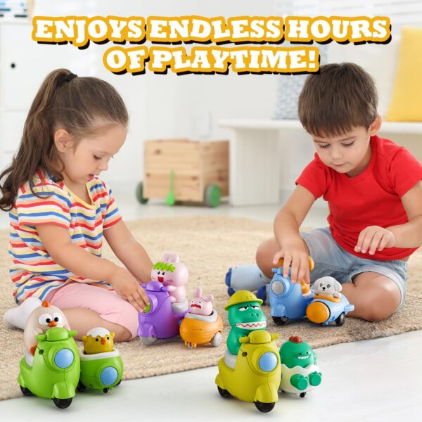 Cartoon Toy Motorcycle Chicken Press and Go 4-Pack Animal Car Toys - 图片 7