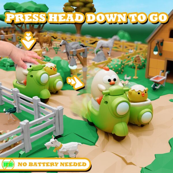 Cartoon Toy Motorcycle Chicken Press and Go 4-Pack Animal Car Toys - 图片 6