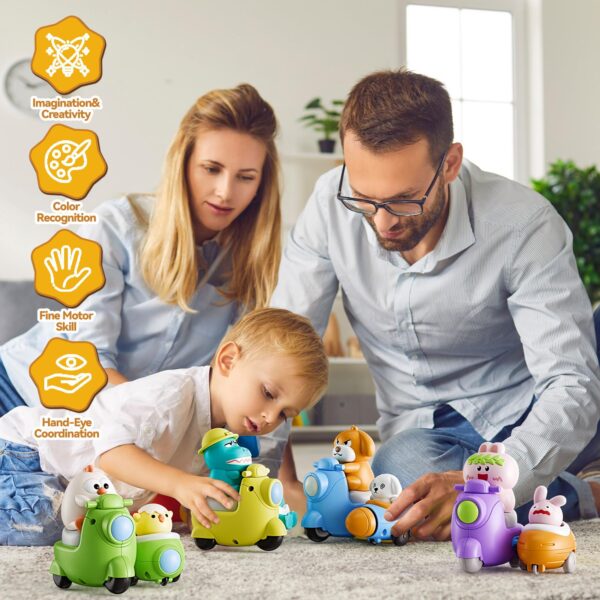 Cartoon Toy Motorcycle Chicken Press and Go 4-Pack Animal Car Toys - 图片 5
