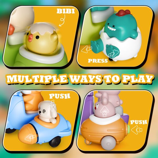 Cartoon Toy Motorcycle Chicken Press and Go 4-Pack Animal Car Toys - 图片 4