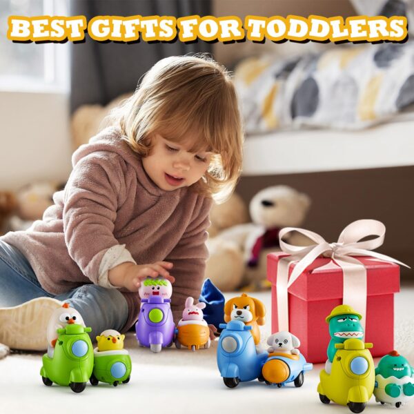 Cartoon Toy Motorcycle Chicken Press and Go 4-Pack Animal Car Toys - 图片 2