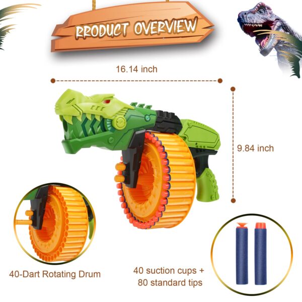 Gun Practice Shooting Games Dinosaur Soft Bullet Gun 40 Foam Blasters Soft Gun Toy with 120 Foam Bullets - Imagen 6