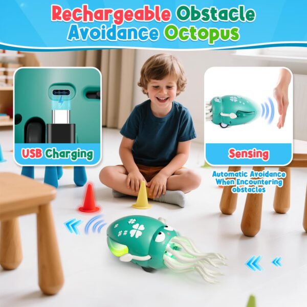 New Products Electric Induction Obstacle Avoidance Crawling Interactive Squid Game Dancing Octopus Toy With Light - 영상 5