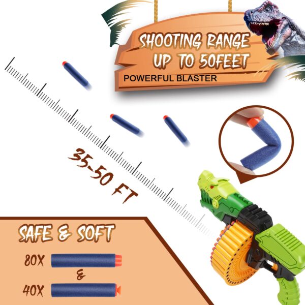 Gun Practice Shooting Games Dinosaur Soft Bullet Gun 40 Foam Blasters Soft Gun Toy with 120 Foam Bullets - Imagen 4