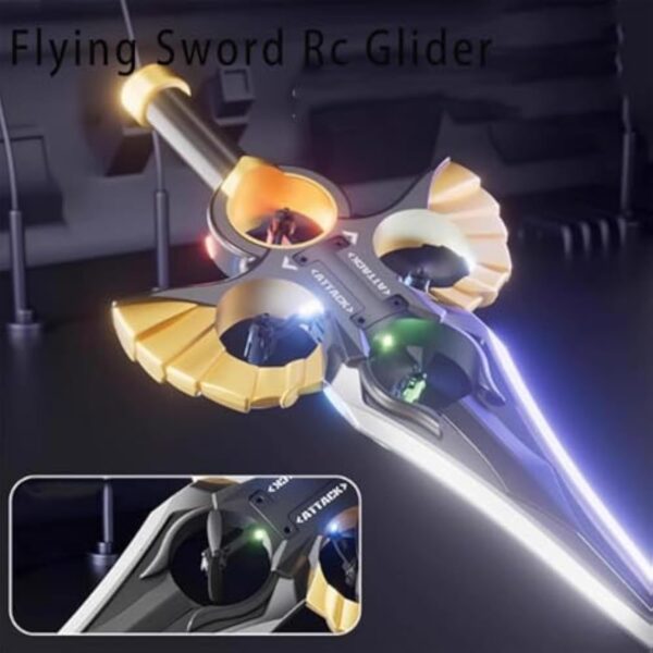 Dual Control RC Toy Luminous Laser Sword and 360-Degree Rolling Drone Foam Remote Flying Sword - Image 6