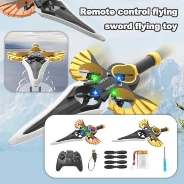 Dual Control RC Toy Luminous Laser Sword and 360-Degree Rolling Drone Foam Remote Flying Sword - Image 4