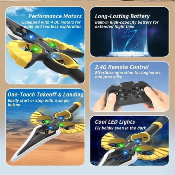 Dual Control RC Toy Luminous Laser Sword and 360-Degree Rolling Drone Foam Remote Flying Sword - Image 3