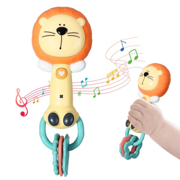 Cute Animal Appease Lighting Hand Musical Stick Toys Newborn Baby Rattle