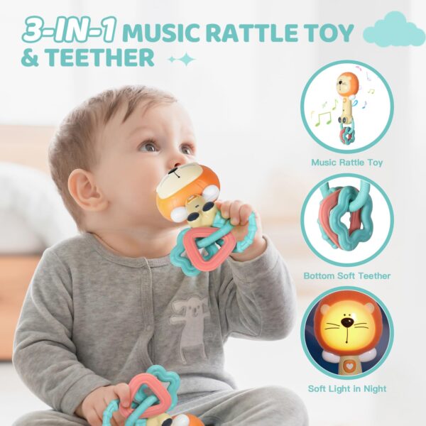 Cute Animal Appease Lighting Hand Musical Stick Toys Newborn Baby Rattle - Image 4