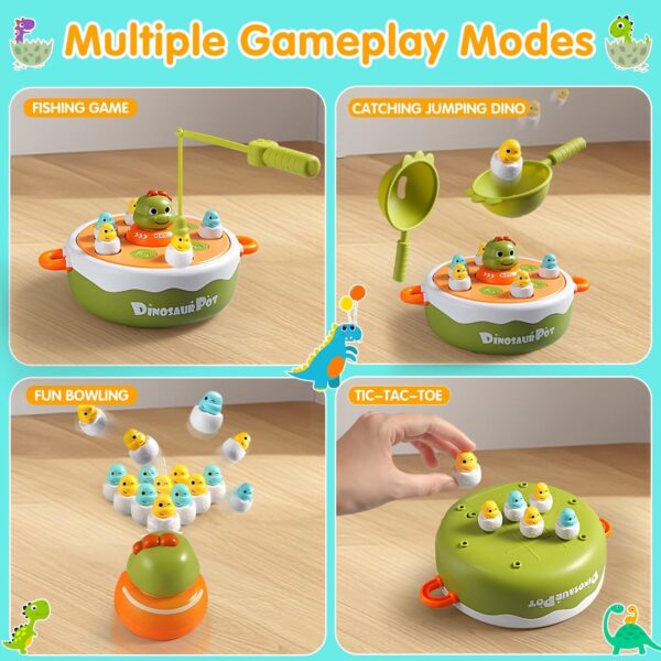 4 в 1 Dinosaur Pop up Board Games Kids Electronic Musical Bouncing Turntable Fishing Game - Изображение 4