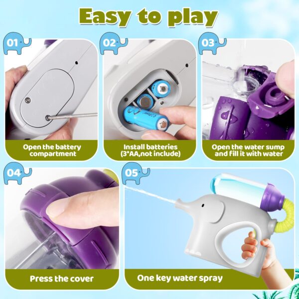 Water Gun Electric Cartoon Elephant Automatic Shooting Game Toy Kids Water Guns with Tanks - 画像 2