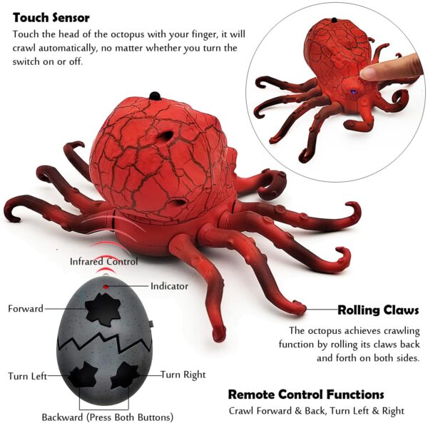 Remote Control Infrared Octopus With Light Battery Operated Animals Rc Toy Octopus Crawling Octopus With Rc - Image 4