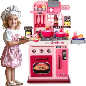 Multifunction Kids Role Pretend Play Cooking Game Toys Lighting Music Kitchen Toy Set
