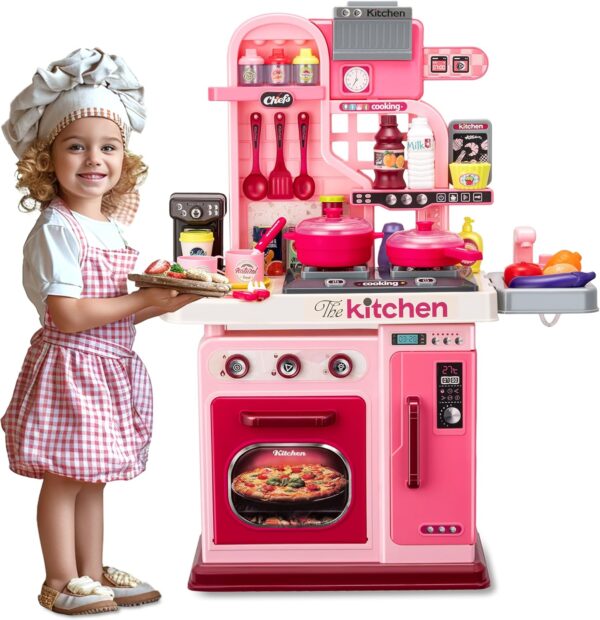 Multifunction Kids Role Pretend Play Cooking Game Toys Lighting Music Kitchen Toy Set